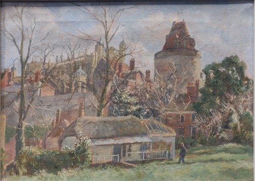 Lot 268 - Modern British School View of a cathedral...