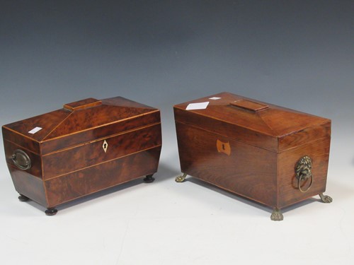 Lot 127 - A George III burr yew wood sarcophagus shaped...