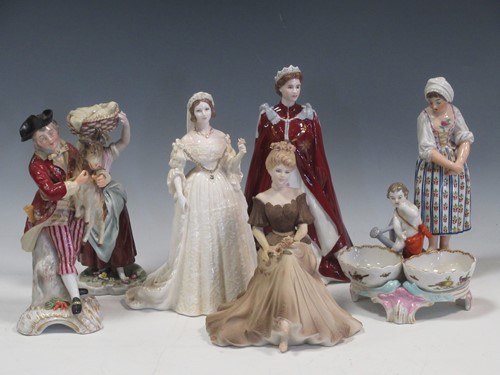 Lot 11 - A Continental porcelain model of a man holding...