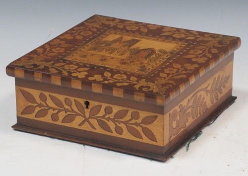 Lot 142 - A 19th century Irish Kilarney marquetry box,...