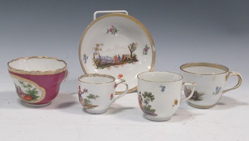 Lot 21 - A Meissen cup, another smaller cup together...