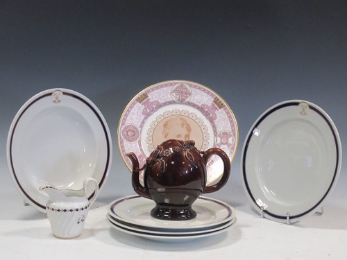 Lot 22 - A Brameld treacle glazed cadogan teapot, five...