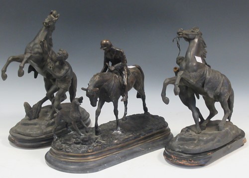 Lot 130 - After PJ Mene, huntsman mounted and hound on a...