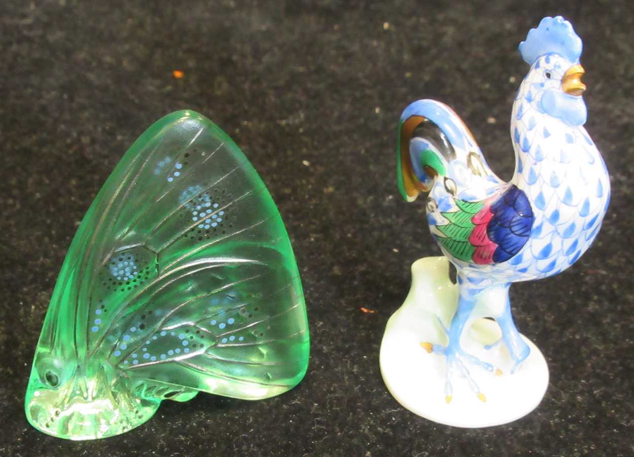 Lot 58 - A Lalique green glass model butterfly, 5.5cm,...