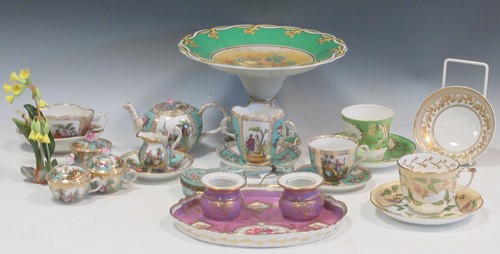 Lot 90 - A Dresden style porcelain part tea service...