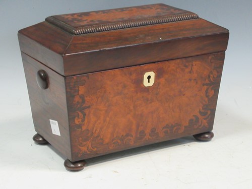 Lot 130 - A 19th century rosewood tea caddy, the hinged...