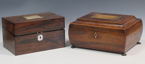 Lot 128 - A 19th century rosewood box with mother of...