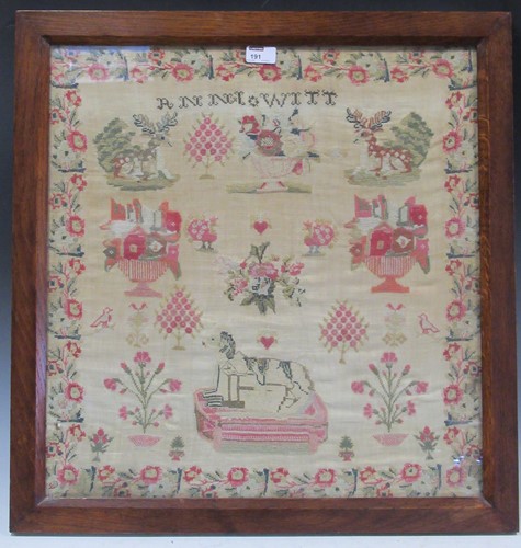 Lot 191 - A 19th century needle work sampler ANNI WITT...