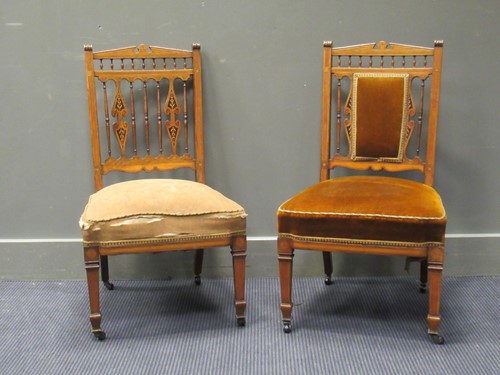 Lot 518 - Two small Arts and Crafts chairs upholstered...