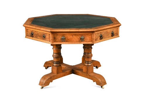 Lot 387 - A late Victorian walnut octagonal library table