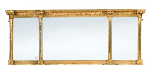 Lot 206 - A Regency giltwood triple plate overmantel mirror