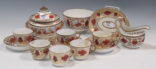 Lot 194 - Remains of a Minton porcelain tea service,...
