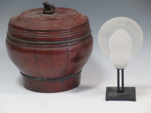 Lot 57 - An opaque glass head of a buddha encircled...