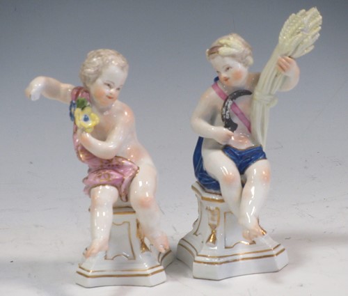 Lot 50 - A pair of German porcelain allegorical figures...