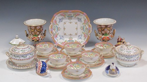 Lot 95 - A pair of Derby Imari campana urns, together...