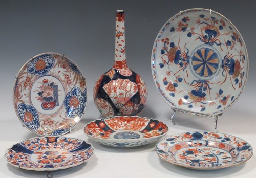 Lot 59 - A collection of Imari style plates and dishes,...