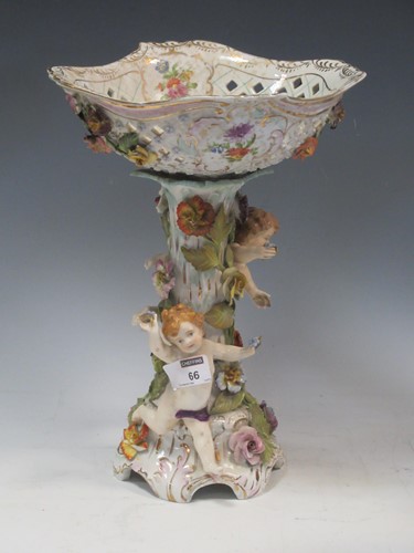 Lot 66 - A Dresden ware ceramic table centrepiece with...