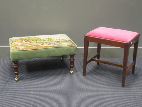 Lot 481 - A reproduction mahogany rectangular stool with...