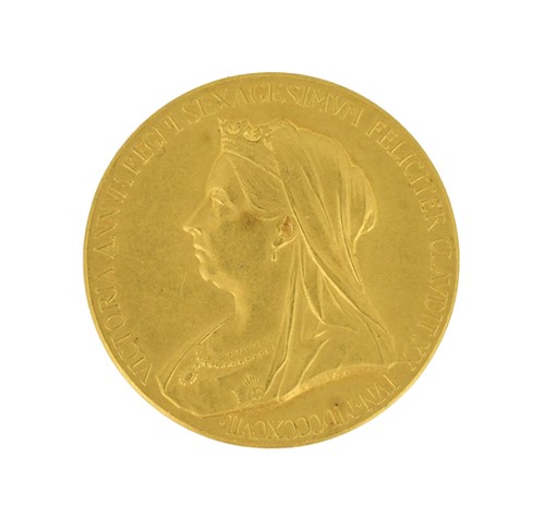 Lot 65 - Victoria Diamond Jubilee 1897 gold medal, 26mm,...