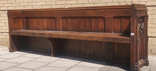 Lot 589 - A Victorian carved oak church pew in the...