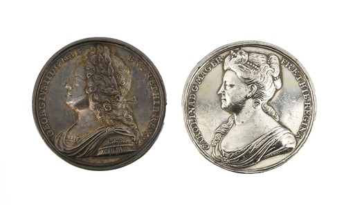 Lot 74 - George II Coronation 1727 silver medal by J....
