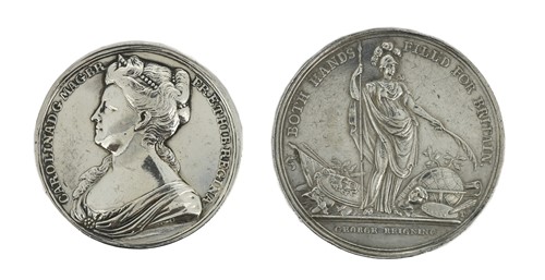 Lot 75 - Queen Caroline, Coronation 1727 silver medal...