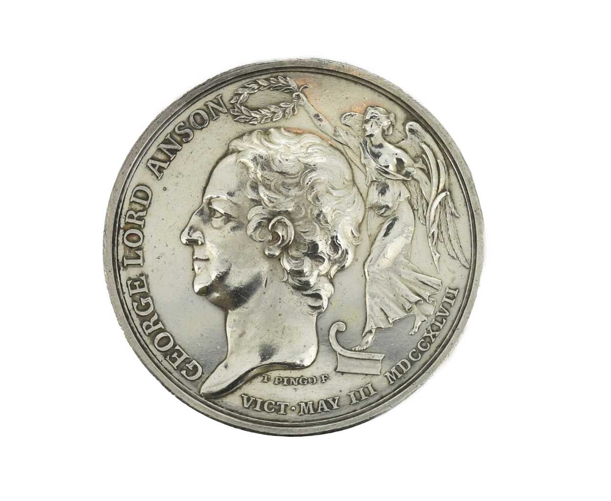 Lot 81 - George Lord Anson, 1747 silver medal by T....