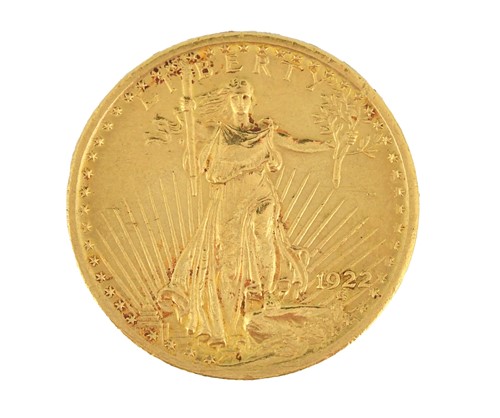 Lot 85 - USA gold $20 double eagle 1922, standing...