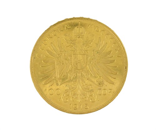 Lot 102 - Franz Joseph I gold 100 Corona, 1915 restrike,...