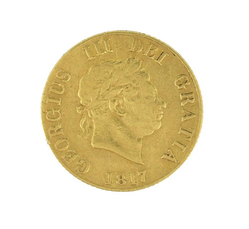 Lot 106 - George III gold half sovereign 1817, rather...