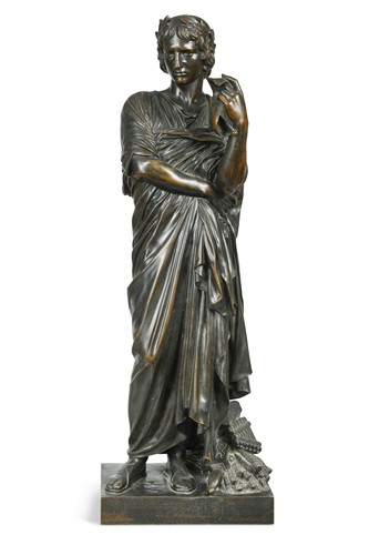 Lot 163 - A bronze sculpture of a figure in Roman attire,  19th century