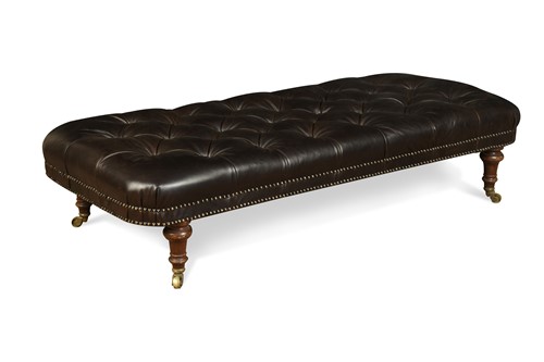 Lot 334 - A leather upholstered mahogany stool, 19th century