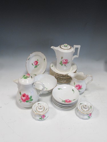Lot 18 - 'Dresden' (cross swords mark) floral pattern...