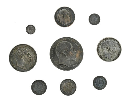 Lot 57 - Edward VII group of 9 silver coins all 1902,...
