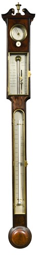 Lot 242 - A George III mahogany stick barometer by George Adams, London