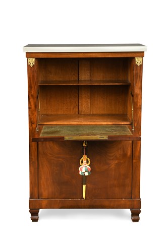 Lot 290 - An Empire style mahogany secretaire a abattant with marble top, early 20th century