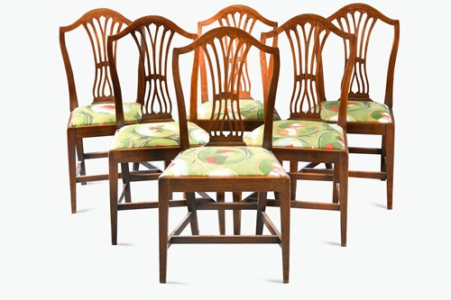 Lot 219 - A set of six Hepplewhite style mahogany dining chairs, 19th century