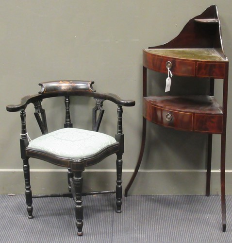 Lot 345 - A George III mahogany corner washstand...