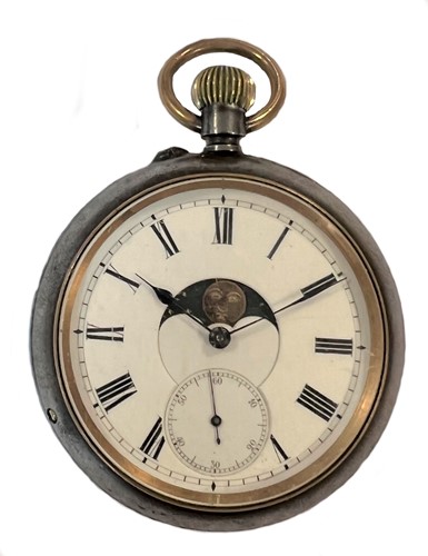 Lot 272 - J. Verhagen, Köln - A double sided open faced triple calendar and moonphase pocket watch