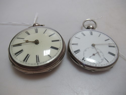 Lot 168 - Two silver cased open faced pocket watches