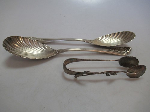 Lot 177 - A pair of Victorian silver salad servers,...