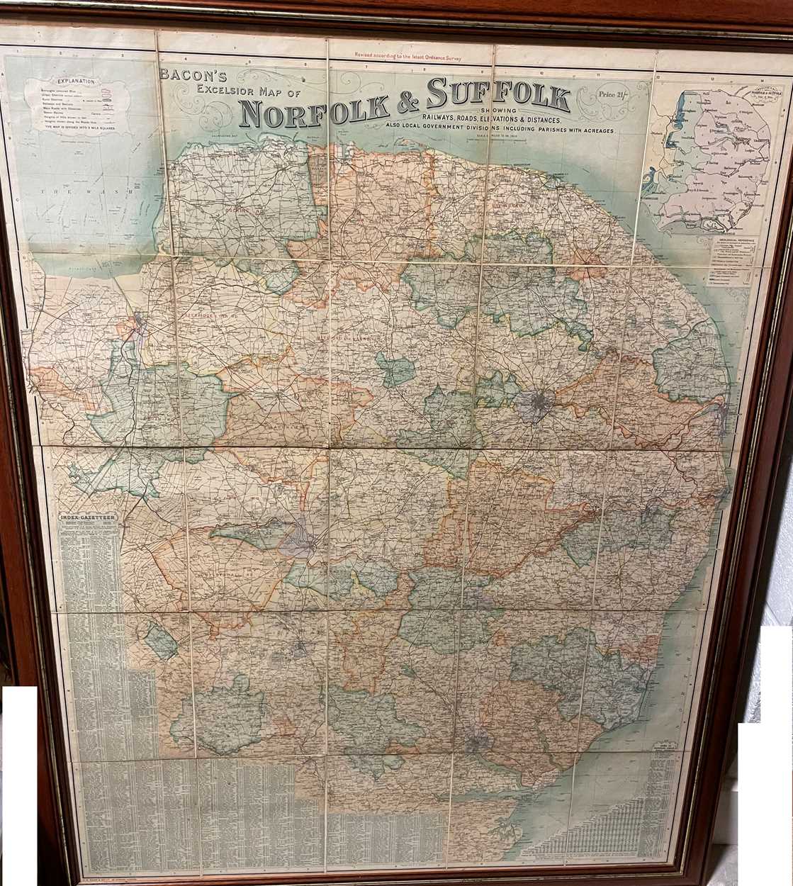 Lot 43 - Two framed wall maps. Oarsmans map of the...