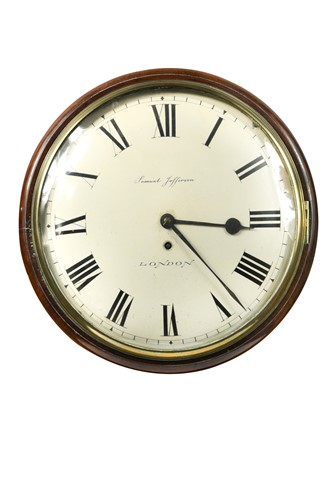 Lot 388 - A mahogany circular fusee wall timepiece, 19th century
