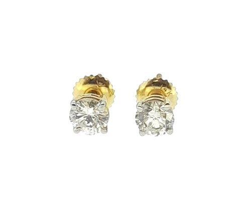 Lot 194 - A pair of single stone diamond ear studs