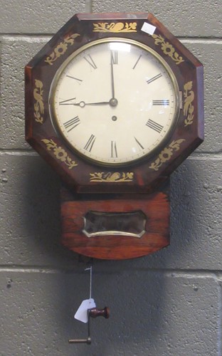 Lot 124 - A 19th century rosewood and brass inlaid drop...