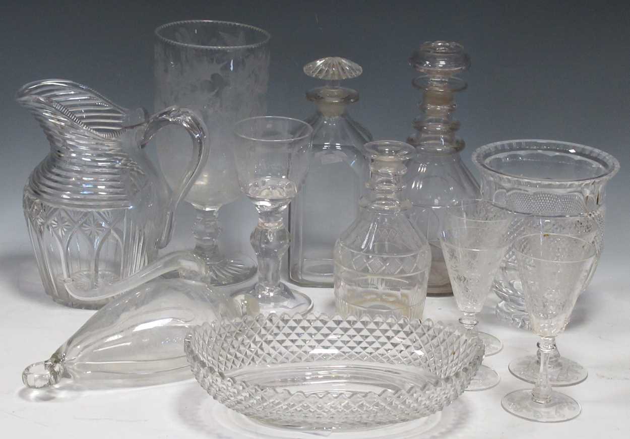 Lot 15 - Various cut glass decanters and other glass...