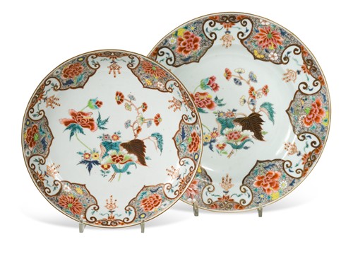 Lot 9 - A famille rose serving plate, early Qianlong circa 1740