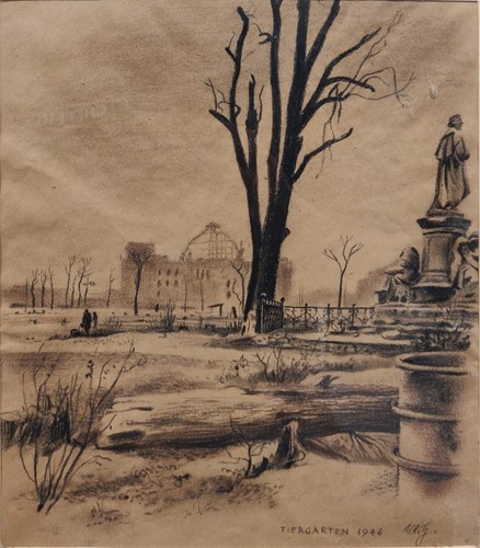 Lot 249 - Mid century German School Tiergarten 1946, A...