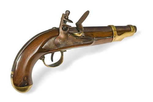 Lot 145 - A French model An IX flintlock cavalry pistol, early 19th century