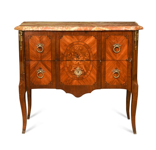 Lot 294 - A French Transitional style kingwood breakfront commode, 19th century